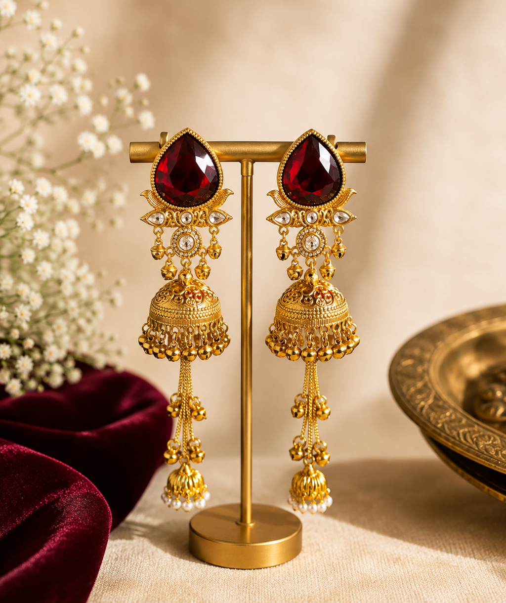 Rangroop Noor Kashmiri Jhumkas