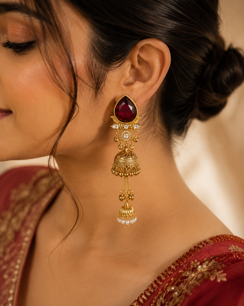Rangroop Noor Kashmiri Jhumkas