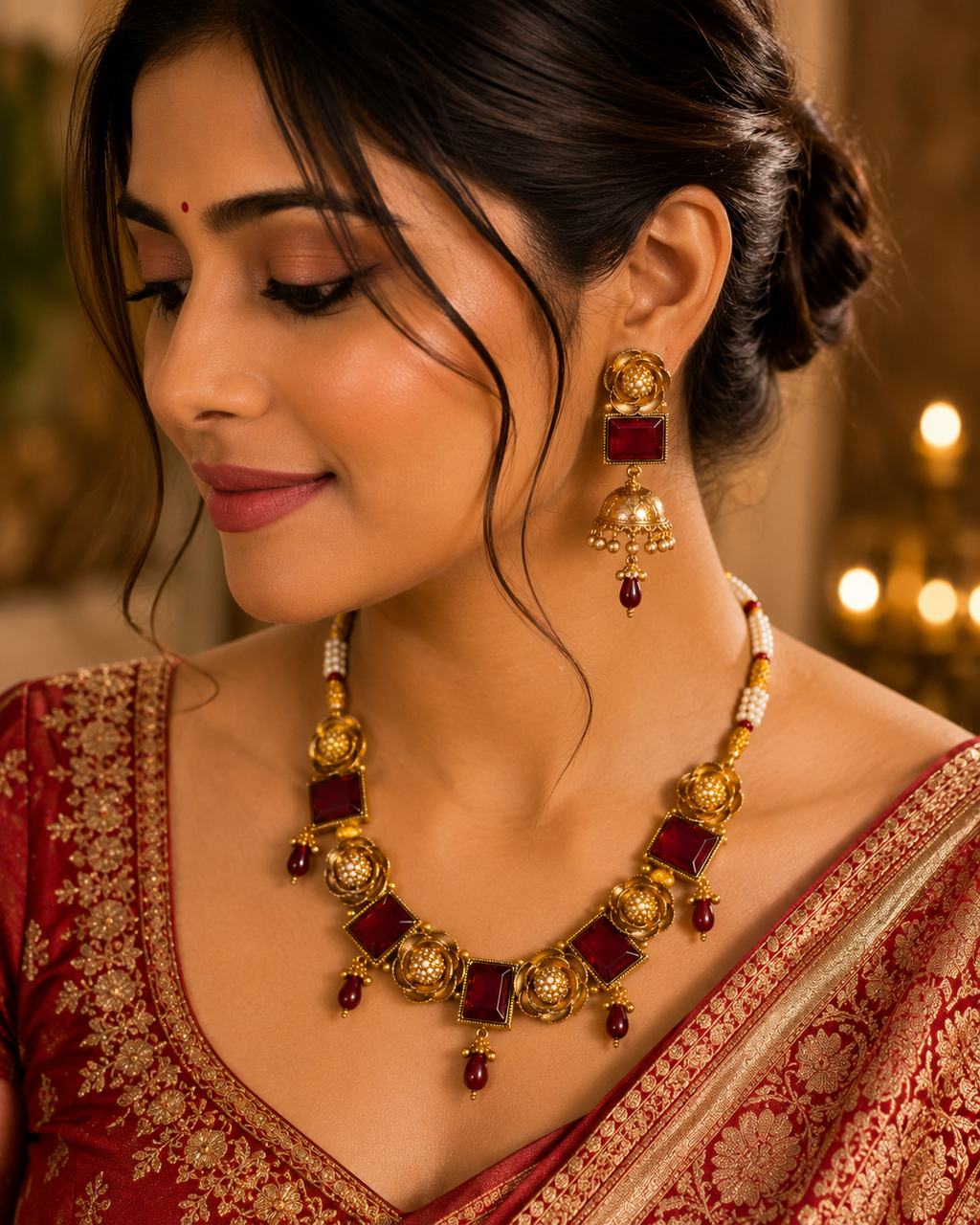 Rangroop Ruby Rose Polki Set
