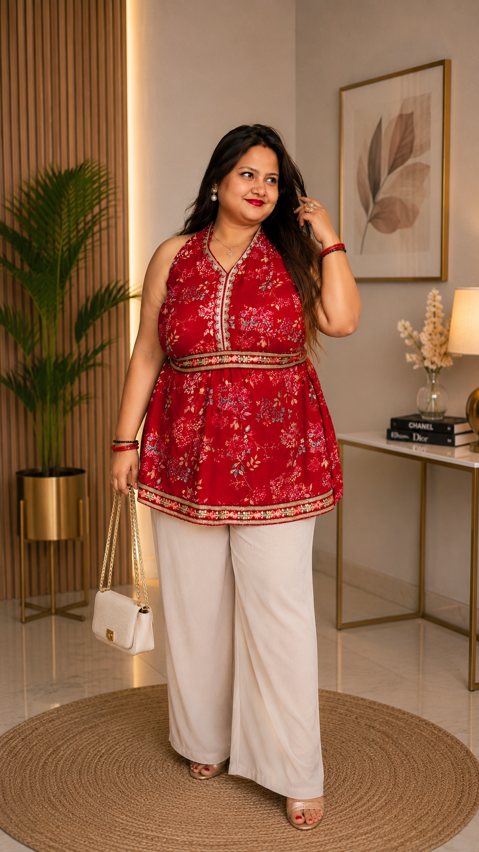 Ruby Charm Embroidered Short Kurti