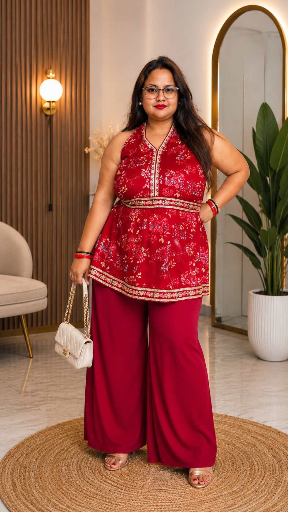 Ruby Charm Embroidered Short Kurti