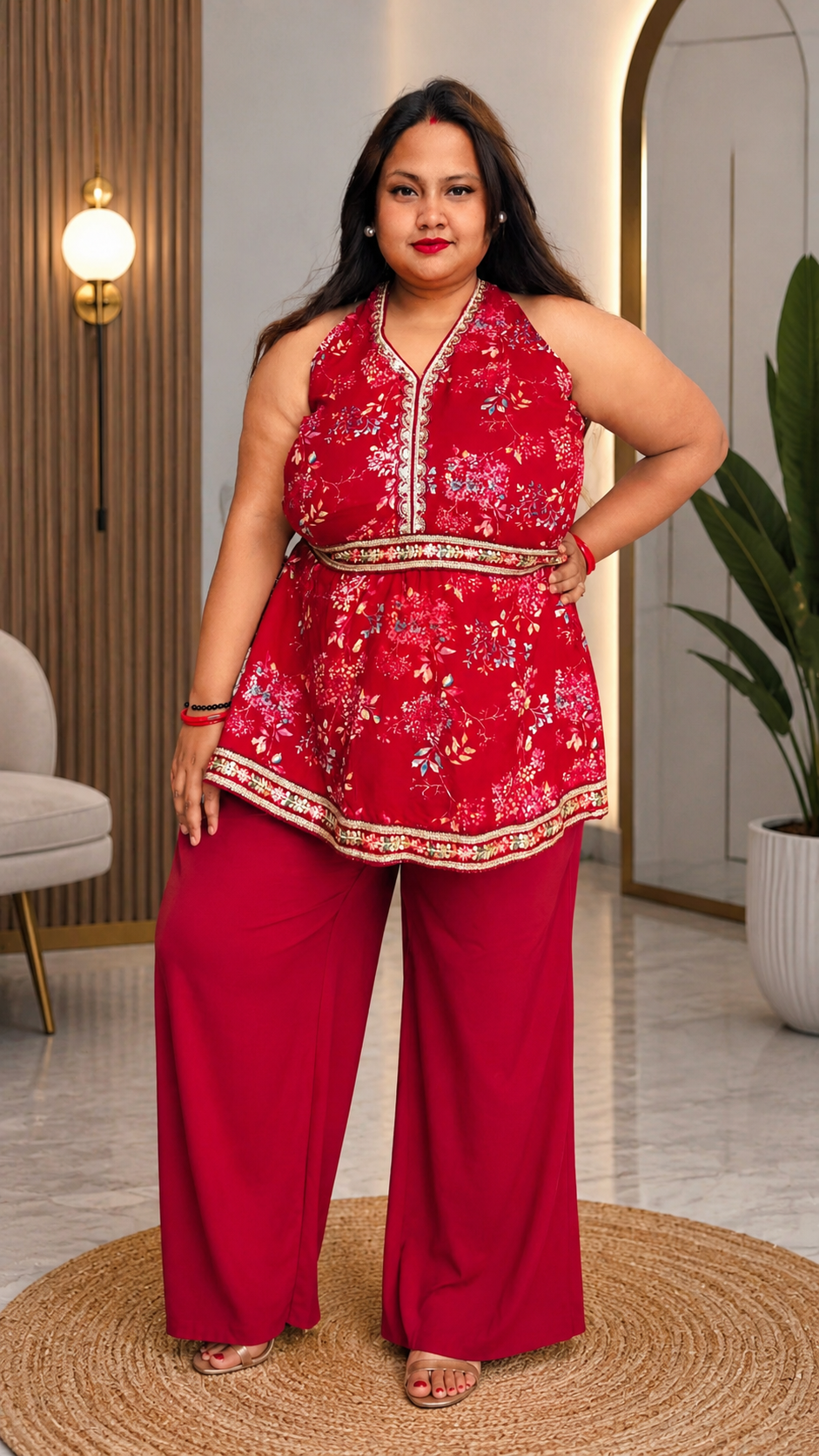 Ruby Charm Embroidered Short Kurti